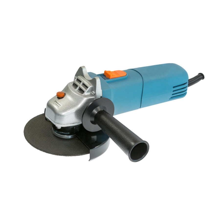 Compact Blue Grinder Whith Button On The White Background